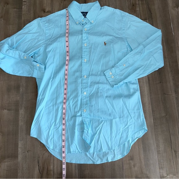 Ralph Lauren Classic Fit Long Sleeve Button Down Shirt Men 16 32/33 Aqua Flesh - Picture 4 of 6
